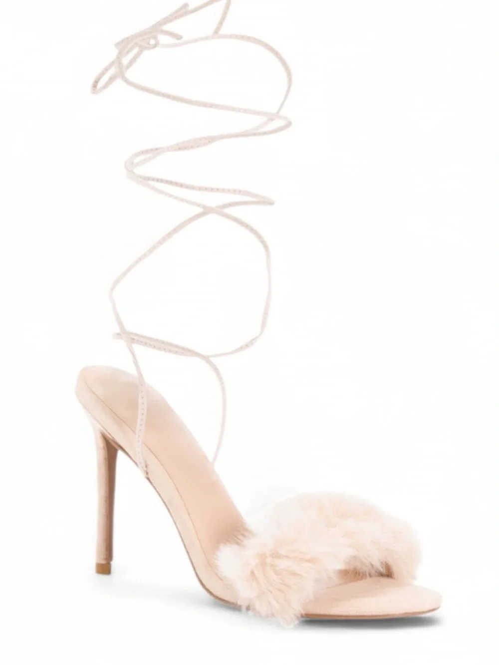 🆕👡 Fluff Wrap Lace Up High Heel Sandal Good American size 10 NWT - Picture 2 of 14